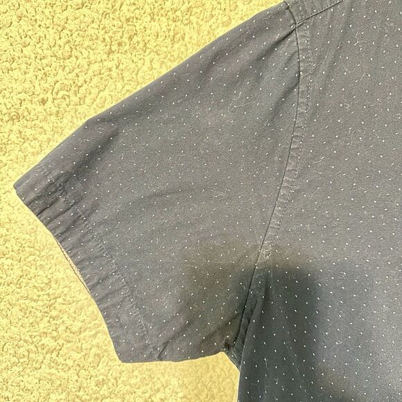 Denim & Flower Ricky Singh Men's L Shirt Navy Blue White Pin Dot Slim Fit Cotton - Picture 7 of 16